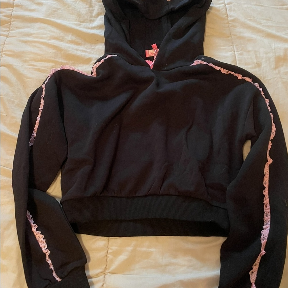 Dolls Kill Sugar Thrillz Hoodie black and pink hoodie size medium new with tags